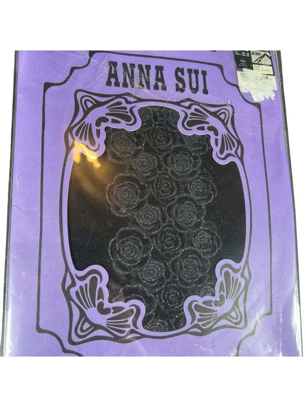 Anna Sui Black Rose Glitter Tights